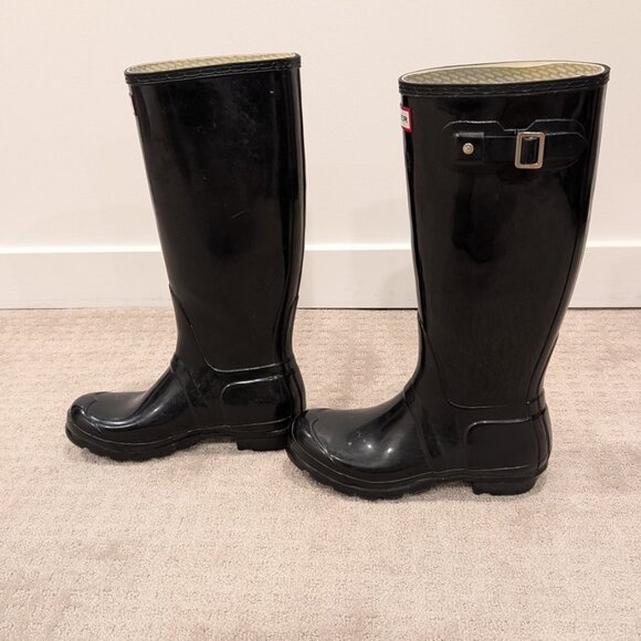 Hunter Original Tall Gloss Rain Boots - Women's sz 7 - Picture 2 of 9
